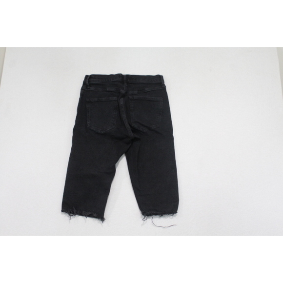 Agolde Women Black Denim Shorts Button Fly Raw Hem Size 25 - Picture 5 of 11